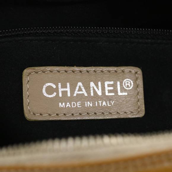 CHANEL Choco Bar Chain Shoulder Bag Enamel Beige CC Auth jk1646 - Picture 10 of 16